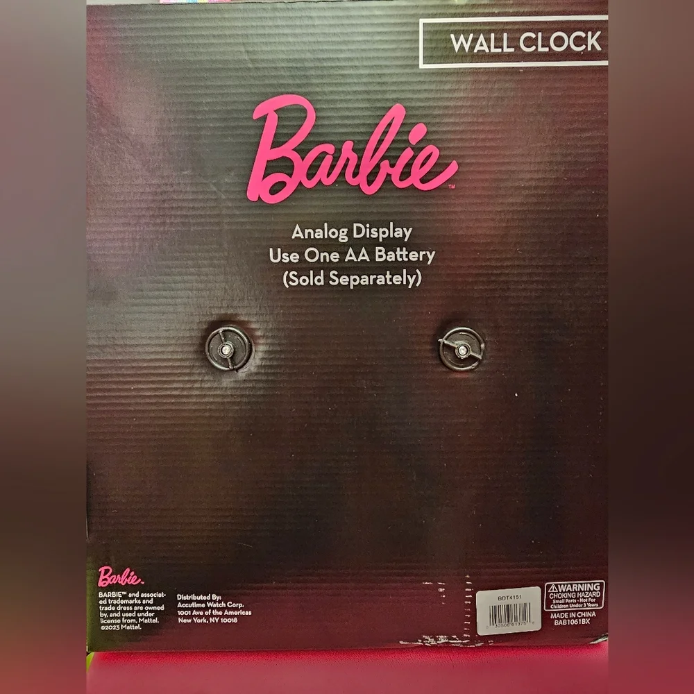 Barbie Silhouette Logo Metallic Hot Pink Analog Display Wall Clock Home Decor - Picture 3 of 4